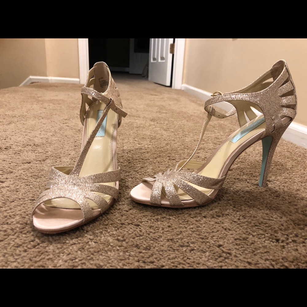 Betsey Johnson Champagne Glitter Heels